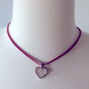 Tommy Hilfiger Leather Necklace with Rhinestone Heart